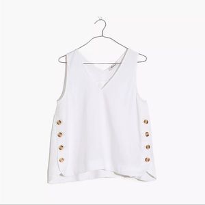 Madewell Linen Blend Side Button Tank / White / Medium